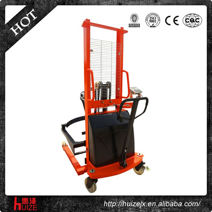 半電動稱重油桶車（夾鐵桶，手搖翻轉倒料）